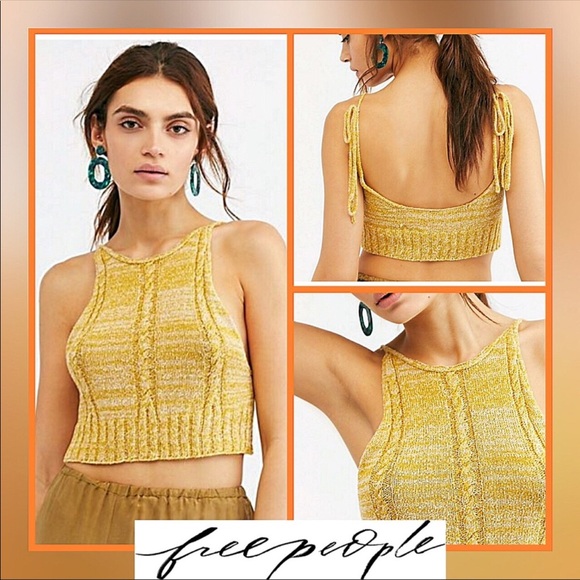 Free People Tops - 🏷 NEW Free People Boho Yellow Halter Tank Top